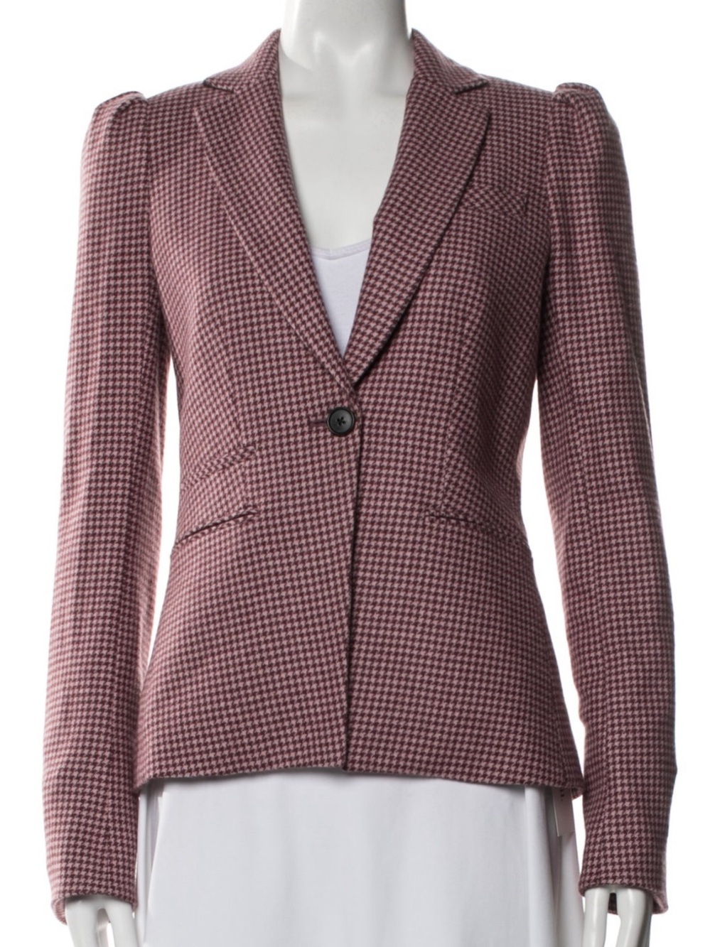 $648 Veronica Beard Bodega houndstooth mauve pink wool Dickey Jacket blazer sz 2